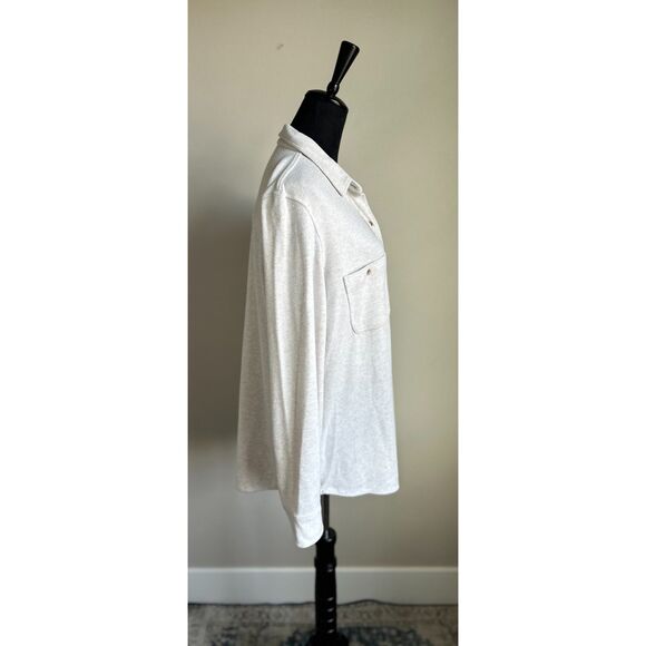 Faherty Women's Cream Flannel Long Sleeve Button Front Collared Shirt Size XXL - Picture 6 of 10